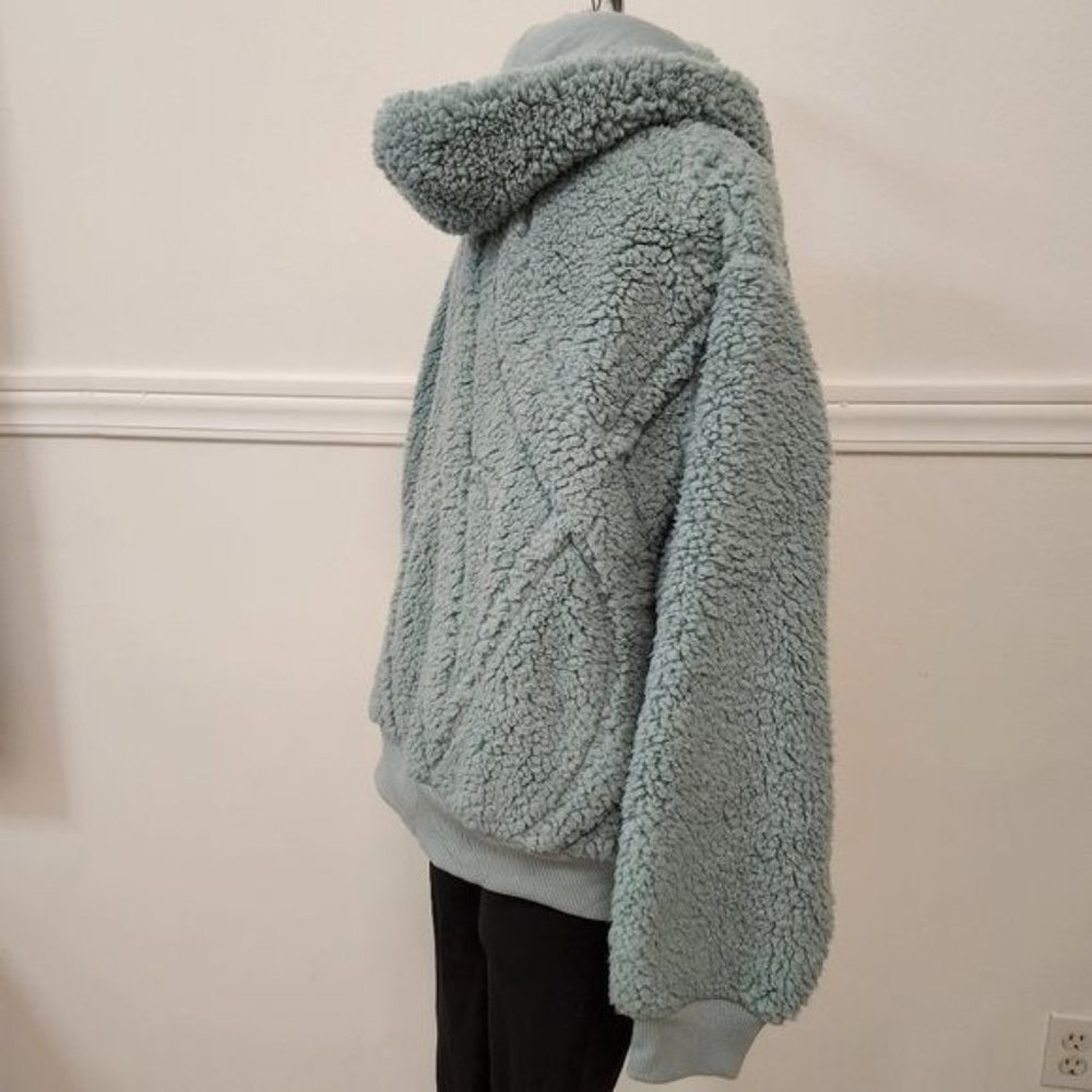 Victoria's Secret Womens Green Sherpa Half-Zip Hoodie Pullover - Picture 6 of 12